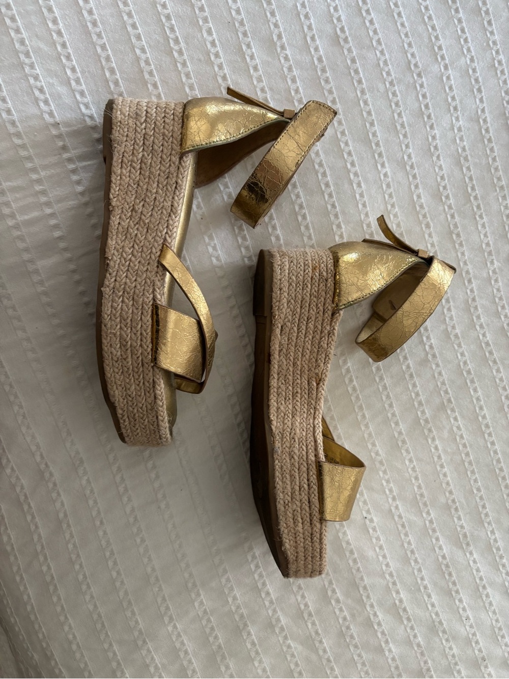 Franco Sarto Metallic Gold Espadrille Ankle-Strap Sandals - Picture 2 of 4